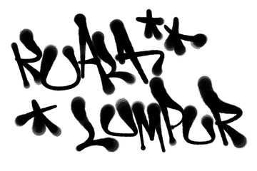 KUALA LUMPUR city name sprayed graffiti letters isolated hand drawn style