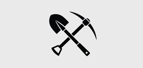 Crossed Shovel and Pickaxe Mining Tools Icon