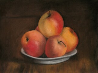 Drawing of apples in a bowl