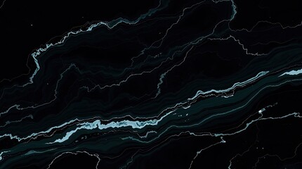 Abstract Dark Marble Texture with Teal Veins