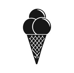 Three scoops of ice cream in a waffle cone