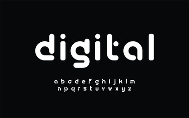 Digital Abstract minimal modern alphabet fonts for logo. Typography technology electronic digital music future creative font. vector illustration