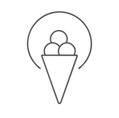 Three scoops ice cream cone simple line icon