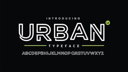 Creative Outline Double line monogram alphabet and tech fonts. Lines font regular uppercase and lowercase. Vector illustration.