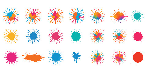 Vibrant colorful paint splatter set abstract artistic backgrounds 