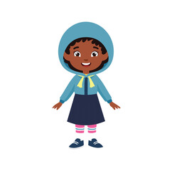 Happy little girl wearing winter clothes smiling