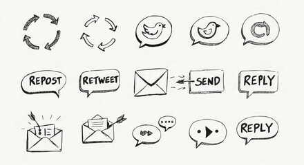 Hand drawn zodiac signs icon set for web and communication design