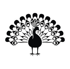 Elegant black peacock silhouette tail feathers design