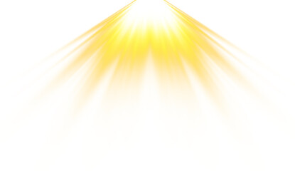 Golden radiance light beam effects isolated on transparent background png shining light rays with sunbeam effect on yellow background