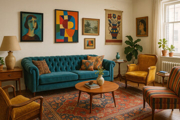 Fototapeta premium Couch and chair in a living room.