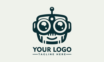 Adorable cartoon robot character with big sparkling eyes and friendly smile
