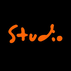 Orange studio text on black background for creative design and modern branding concepts