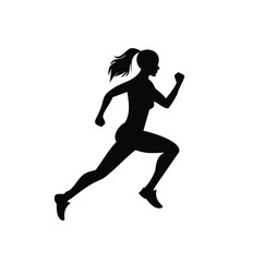 Woman runner silhouette active fitness jogging sport