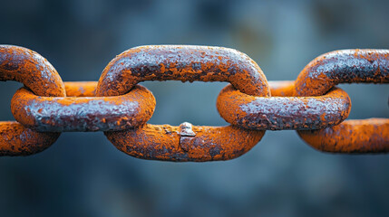 A rusty chain with a small silver object in the middle