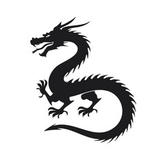 black dragon on white background