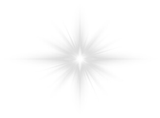 White starburst light effect isolated on transparent background png graphic element for design projects and visual compositions