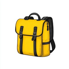 Yellow Pixel Art Backpack with Black Straps on White Background