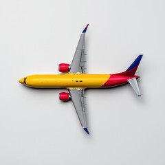 Yellow Red and Gray Airplane Model on White Background