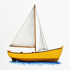 Yellow Sailboat on Calm Blue Water