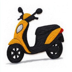 Yellow Textured Scooter Illustration on White