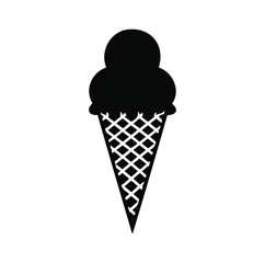 Delicious double scoop ice cream cone silhouette