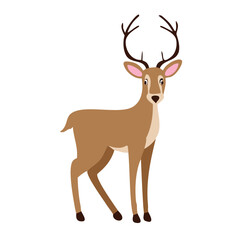 Fototapeta premium Adorable cartoon deer standing in profile view