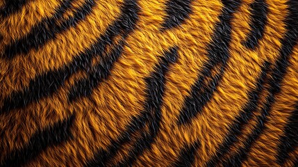 Closeup of tiger fur texture with black stripes in high detail for animal pattern background

