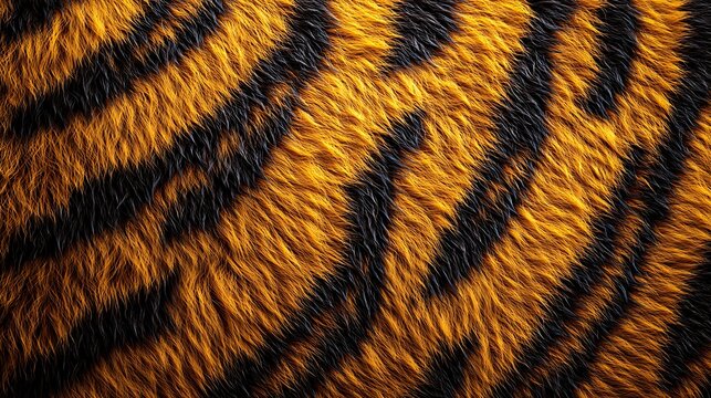 Closeup of tiger fur texture with black stripes in high detail for animal pattern background

