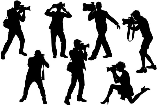 Silhouettes of Paparazzi and Photographers Capturing Candid Shots in Action