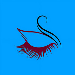 Stylish eye design with long eyelashes on a blue background for beauty and fashion