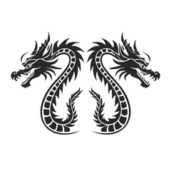 Two mirrored black tribal dragons design
