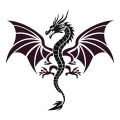 Majestic tribal dragon winged silhouette design