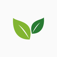 Flat green leaf logo design