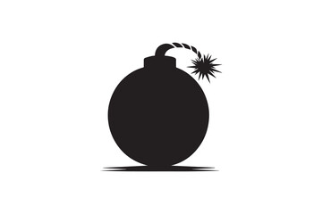 A black-and-white  bomb   against a white background in a straightforward and inconspicuous vector silhouette