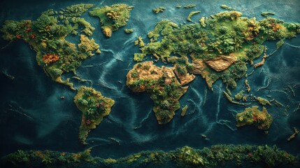 Lush, detailed world map with vegetation