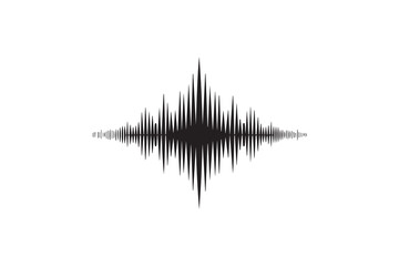 A black-and-white   audio sound wave  against a white background in a straightforward and inconspicuous vector silhouette