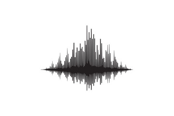 A black-and-white   audio sound wave  against a white background in a straightforward and inconspicuous vector silhouette