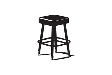 A black-and-white  stool against a white background in a straightforward and inconspicuous vector silhouette