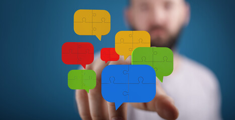 Teamwork, problem-solving, and communication visualized.  Ideal for business, teamwork, and...
