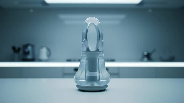 A shape-shifting jelly kitchen tool morphs into devices like a whisk or knife using hand gestures.