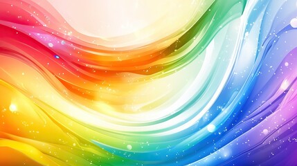 A vibrant abstract background with swirling rainbow colors and fluid patterns.
