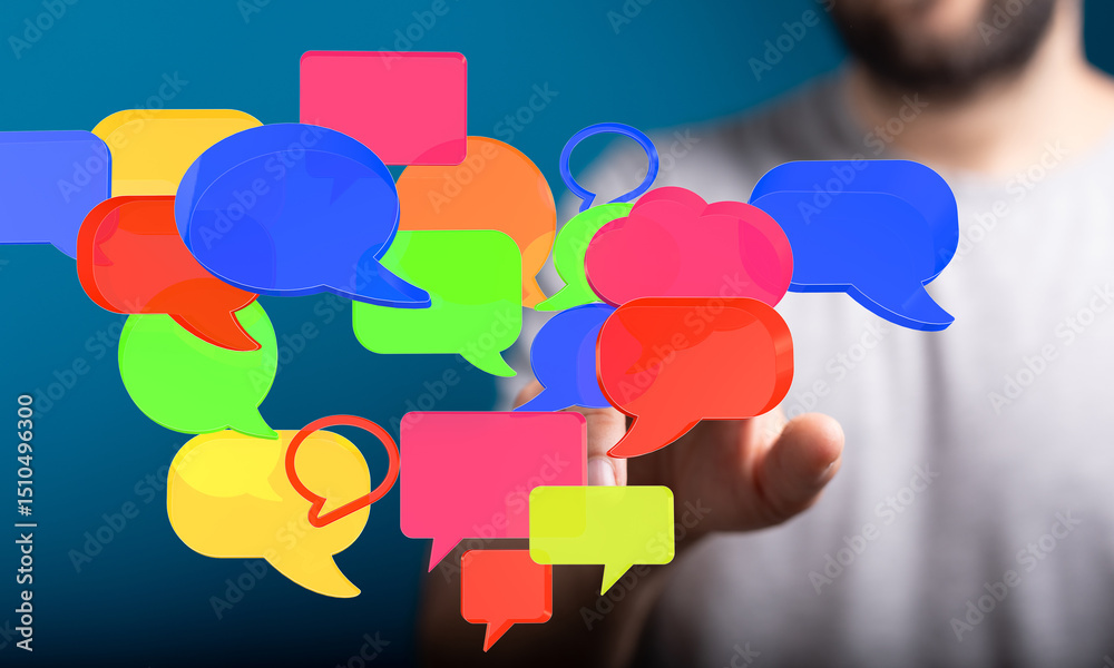 Leinwandbilder abstract image of colorful speech bubbles. perfect for social media, communication, and networking c