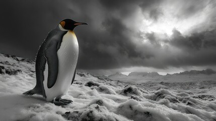 Obraz premium Majestic Emperor Penguin in Snowy Landscape