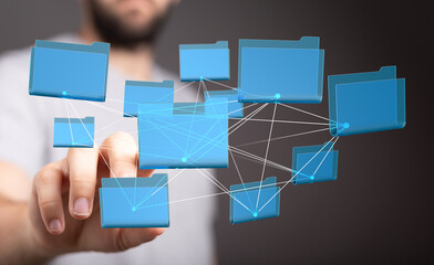 Visual representation of interconnected digital files and folders, showcasing data management and organization.
