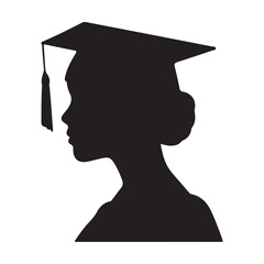 Graduation silhouette vector of a woman graduate with cap and tassel