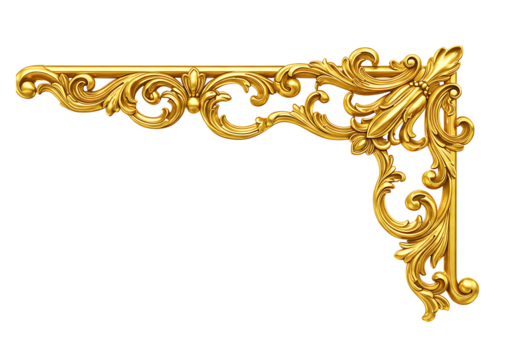 Golden ornate corner design element isolated on transparent background - Powered by Adobe