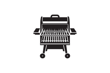 A black-and-white Grill  against a white background in a straightforward and inconspicuous vector silhouette   