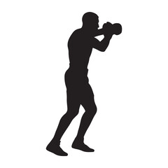 Boxing training silhouette vector image for sports and fitness design