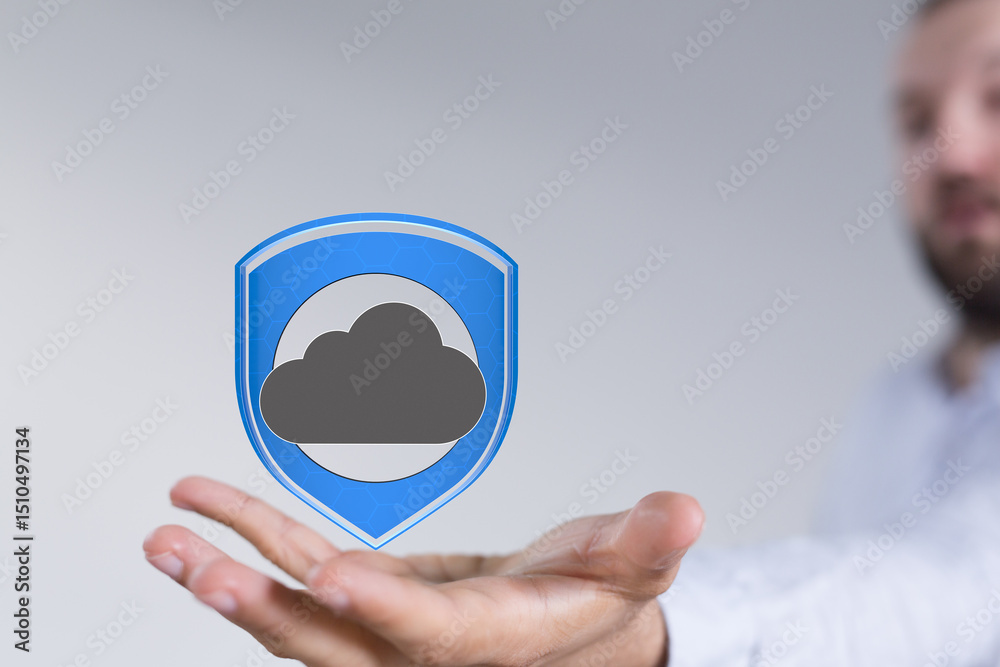 Aufkleber cloud security, data protection, cybersecurity, safe cloud storage, digital shield, secure cloud com