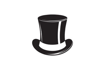 A black-and-white top hat   against a white background in a straightforward and inconspicuous vector silhouette